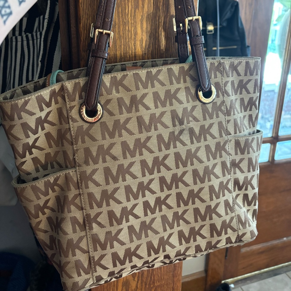 Michael Kors Tan and Brown Logo Tote
